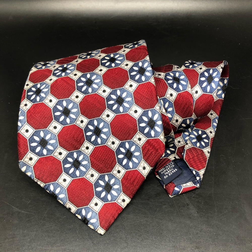 Vintage Pierre Cardin red gray geometric neck tie
